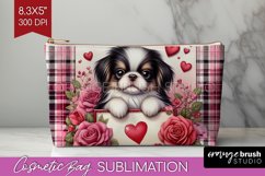 Valentine Dog Cosmetic Bag - Valentines Day Makeup Bag PNG Product Image 1