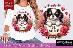 Valentine Dog Round Tshirt Background - Valentines Day PNG Product Image 1