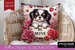 Valentine Dog Pillow Sublimation - Valentines Day Pillow PNG Product Image 1