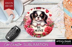 Valentine Dog Car Coaster - Valentines Day Coaster PNG Product Image 1