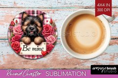 Valentine Dog Round Coaster - Valentines Day Coaster PNG Product Image 1