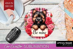 Valentine Dog Car Coaster - Valentines Day Coaster PNG Product Image 1