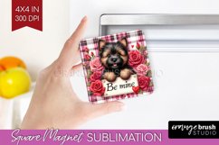 Valentine Dog Magnet Sublimation - Valentines Day Square PNG Product Image 1