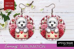 Valentine Dog Round Earrings - Valentines Day PNG Product Image 1
