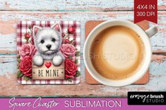 Valentine Dog Square Coaster - Valentines Day Coaster PNG Product Image 1