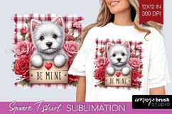 Valentine Dog Square Tshirt Background - Valentines Day PNG Product Image 1