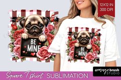 Valentine Dog Square Tshirt Background - Valentines Day PNG Product Image 1