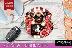 Valentine Dog Car Coaster - Valentines Day Coaster PNG Product Image 1