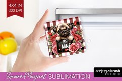 Valentine Dog Magnet Sublimation - Valentines Day Square PNG Product Image 1