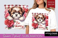 Valentine Dog Square Tshirt Background - Valentines Day PNG Product Image 1
