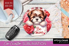 Valentine Dog Car Coaster - Valentines Day Coaster PNG Product Image 1