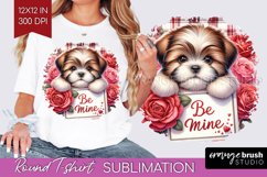 Valentine Dog Round Tshirt Background - Valentines Day PNG Product Image 1