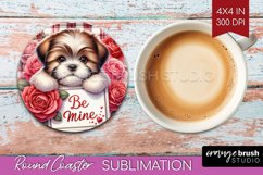 Valentine Dog Round Coaster - Valentines Day Coaster PNG Product Image 1
