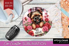 Valentine Dog Car Coaster - Valentines Day Coaster PNG Product Image 1