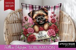 Valentine Dog Pillow Sublimation - Valentines Day Pillow PNG Product Image 1