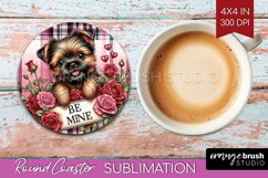 Valentine Dog Round Coaster - Valentines Day Coaster PNG Product Image 1