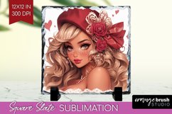 Valentine Girl Slate PNG - Valentines Day Square Slate Product Image 1
