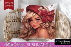 Valentine Girl Pillow Sublimation - Valentines Day Pillow Product Image 1