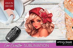 Valentine Girl Car Coaster - Valentines Day Coaster PNG Product Image 1