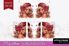 Valentine Girl Mug Wrap - Valentines Day Mug PNG Sublimation Product Image 1