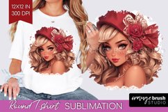 Valentine Girl Round Tshirt Background - Valentines Day PNG Product Image 1
