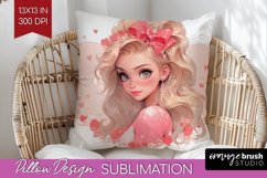 Valentine Girl Pillow Sublimation - Valentines Day Pillow Product Image 1