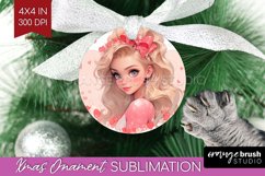 Valentine Girl Ornament PNG - Valentines Day PNG Sublimation Product Image 1