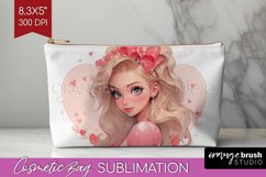 Valentine Girl Cosmetic Bag - Valentines Day Makeup Bag PNG Product Image 1