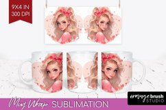 Valentine Girl Mug Wrap - Valentines Day Mug PNG Sublimation Product Image 1