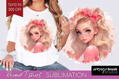 Valentine Girl Round Tshirt Background - Valentines Day PNG Product Image 1