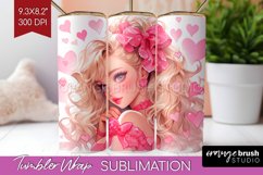 Valentine Girl Tumbler Wrap - Valentines Day Tumbler PNG Product Image 1