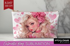 Valentine Girl Cosmetic Bag - Valentines Day Makeup Bag PNG Product Image 1