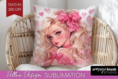Valentine Girl Pillow Sublimation - Valentines Day Pillow Product Image 1