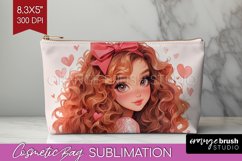 Valentine Girl Cosmetic Bag - Valentines Day Makeup Bag PNG Product Image 1
