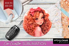 Valentine Girl Car Coaster - Valentines Day Coaster PNG Product Image 1