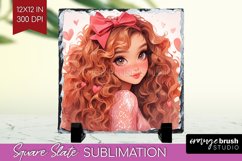 Valentine Girl Slate PNG - Valentines Day Square Slate Product Image 1