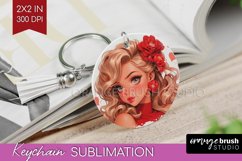 Valentine Girl Keychain PNG - Valentines Day Keychain Product Image 1