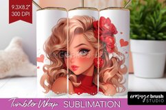 Valentine Girl Tumbler Wrap - Valentines Day Tumbler PNG Product Image 1