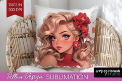 Valentine Girl Pillow Sublimation - Valentines Day Pillow Product Image 1