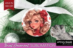Valentine Girl Ornament PNG - Valentines Day PNG Sublimation Product Image 1