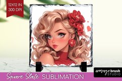 Valentine Girl Slate PNG - Valentines Day Square Slate Product Image 1