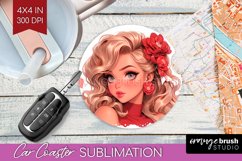 Valentine Girl Car Coaster - Valentines Day Coaster PNG Product Image 1