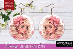Valentine Girl Round Earrings - Valentines Day PNG Product Image 1