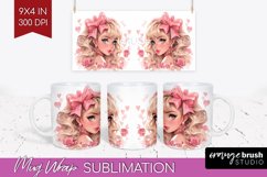 Valentine Girl Mug Wrap - Valentines Day Mug PNG Sublimation Product Image 1
