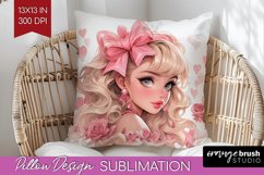 Valentine Girl Pillow Sublimation - Valentines Day Pillow Product Image 1