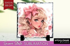 Valentine Girl Slate PNG - Valentines Day Square Slate Product Image 1