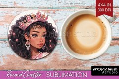 Valentine Girl Round Coaster - Valentines Day Coaster PNG Product Image 1