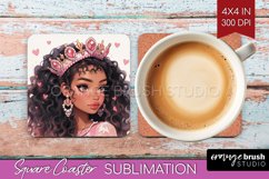 Valentine Girl Square Coaster - Valentines Day Coaster PNG Product Image 1