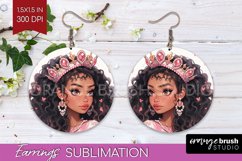 Valentine Girl Round Earrings - Valentines Day PNG Product Image 1