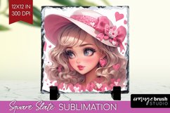 Valentine Girl Slate PNG - Valentines Day Square Slate Product Image 1